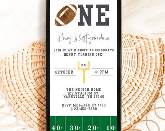First Year Down Football Invitation, Digital Invitation, Football Party, Football Birthday, Football Invite, Instant Download, A101