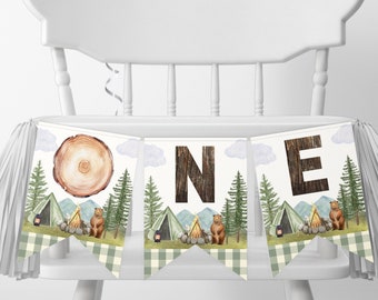 Imprimible One Happy Camper High Chair Banner / Descarga instantánea / Cumpleaños de camping / A106