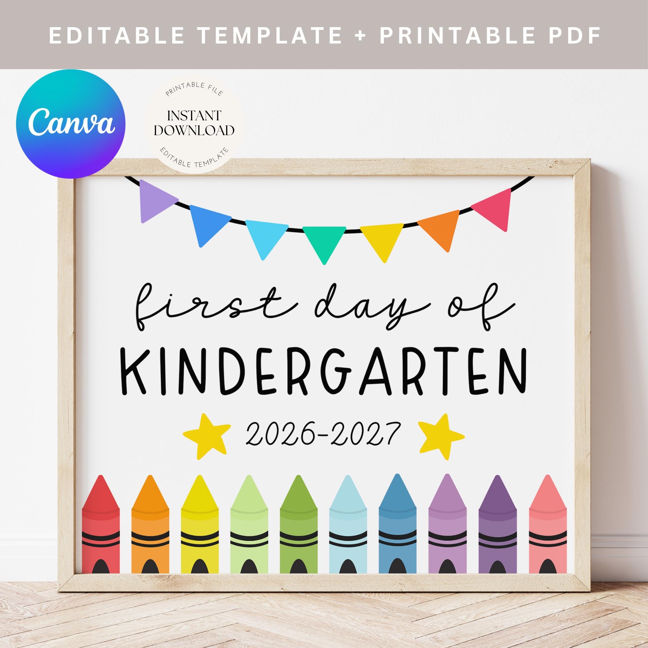 Buy Printable Back to School Sign, First Day of School, Instant