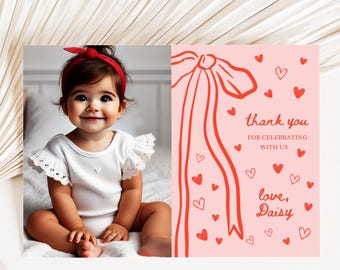 Sweetheart Birthday Thank You Card, Editable Valentine's Day Themed ...