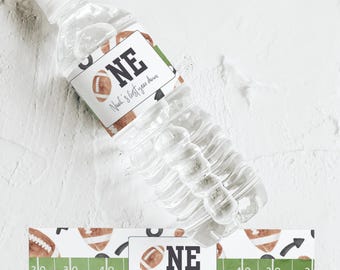 Football Birthday Water Bottle Label, Football Party, Water Bottle Labels, Instant Download, Water Bottle Sticker, First Year Down, A143