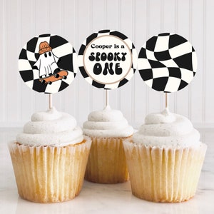 Halloween Birthday Cupcake Toppers, Instant Download, Halloween Cupcake, Spooky One Birthday, Halloween Decor, Halloween Party, A144