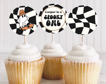 Toppers de cupcakes de cumpleaños de Halloween, Descarga instantánea, Cupcake de Halloween, Un cumpleaños espeluznante, Decoración de Halloween, Fiesta de Halloween, A144