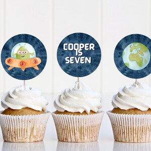 Outer Space Cupcake Toppers | Space Birthday | Printable Cupcake Toppers | Birthday Party Cupcake Toppers | Astronaut | Alien | Planets