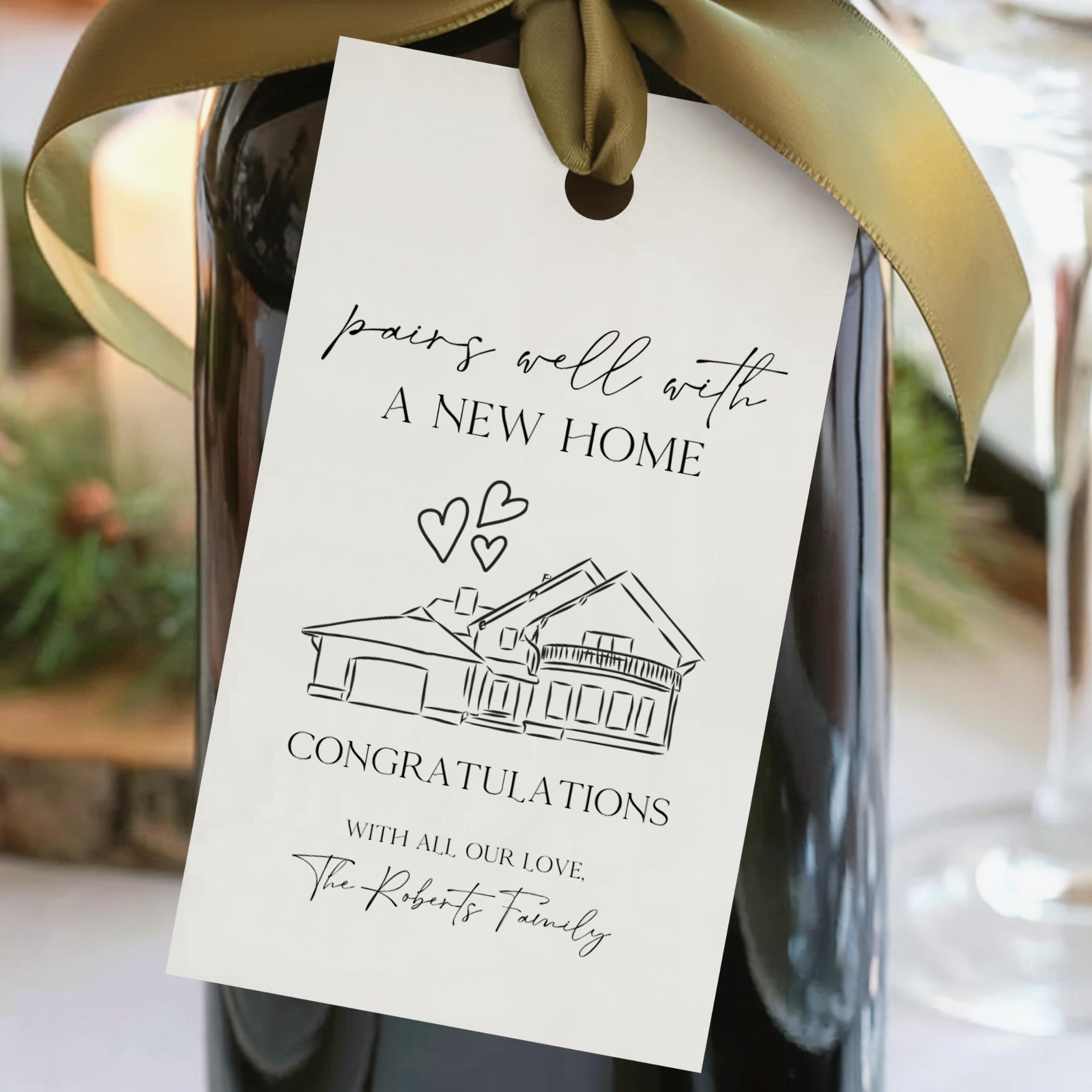 Printable Housewarming Gift Tag, Wine Bottle Tag, New Home Gift, Gift ...