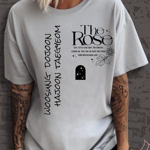 The Rose Kpop Shirt Black Rose Merch Tee Woosung Dojoon Taegyeom Hajoon Gift | Rosarium Once Upon a WRLD Red Lyrics T-Shirt Unisex Fan Gift