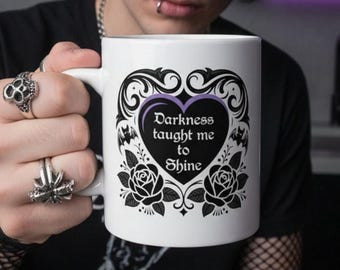 Gothic Becher, gemütliche Goth-Kaffeetasse, inspirierende gruselige Wohnkultur, Goth-Valentinstag-Geschenk, psychisch ermächtigte Emo-Tasse