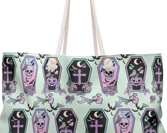 Bolso gótico pastel, bolso de fin de semana espeluznante y adorable, bolso de viaje espeluznante, bolso de mano de Halloween, bolso de noche gótico kawaii emo.