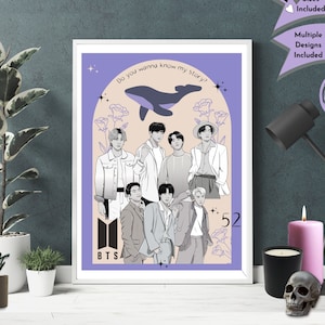 BTS Wall Art K-Pop Poster BTS Army Gift 52 Whalien Korean Music Jimin V RM Suga Jungkook Jin JHope Instant Download Happy Planner Pages