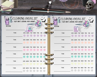 Goth Cleaning Checklist Tracker Pastel Daily Weekly Monthly Chore Chart Spooky Cute House Clean Planner ADHD To-Do List Printable