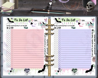 Pastel Goth To Do List | Halloween Task Tracker | Creepy Cute Chore Checklist | Kawaii Horror Planner | Alt ADHD Organizer Download