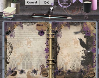 Gothic Lined Journal Pages | Witchy Grimoire Printable | Junk Journal Insert | Dark Ephemera Pages | Goth Stationery | Instant Download