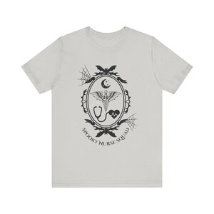 Spooky Nurse Shirt | Goth Nurse Tee | Night Shift RN Shirt | Alt Medical Staff Apparel | Spooky Healthcare Shirt | Creepy Nurse Gift image 9