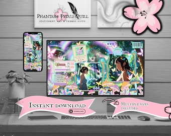 Fairy Desktop Wallpaper | Ghibli Inspired PC Background | Fantasy Computer Background | Anime Style Gaming Setup | Pastel Mobile Wallpaper