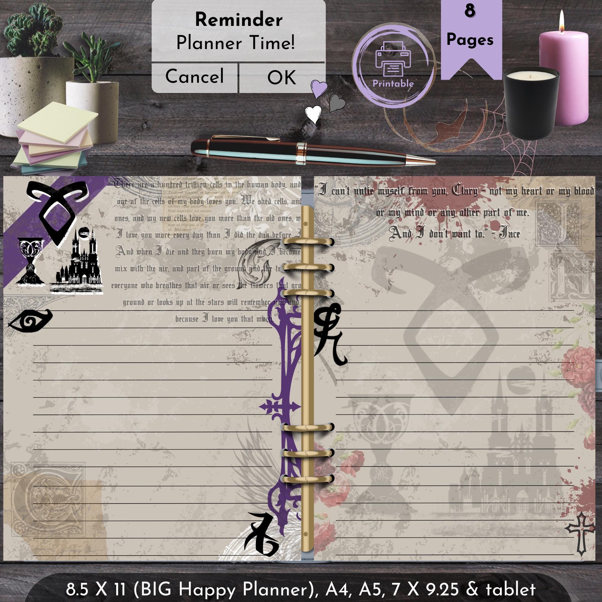 シャドウハンターズ 印刷可能なジャーナル | モータル・インストゥルメンツ ダイアリーページ |  エンジェリック・ルーン罫線入りステーショナリー、シティ・オブ・ボーンズ エフェメラ ジェイス・クラリー ファンギフト - Etsy 日本, image size:2000x2000