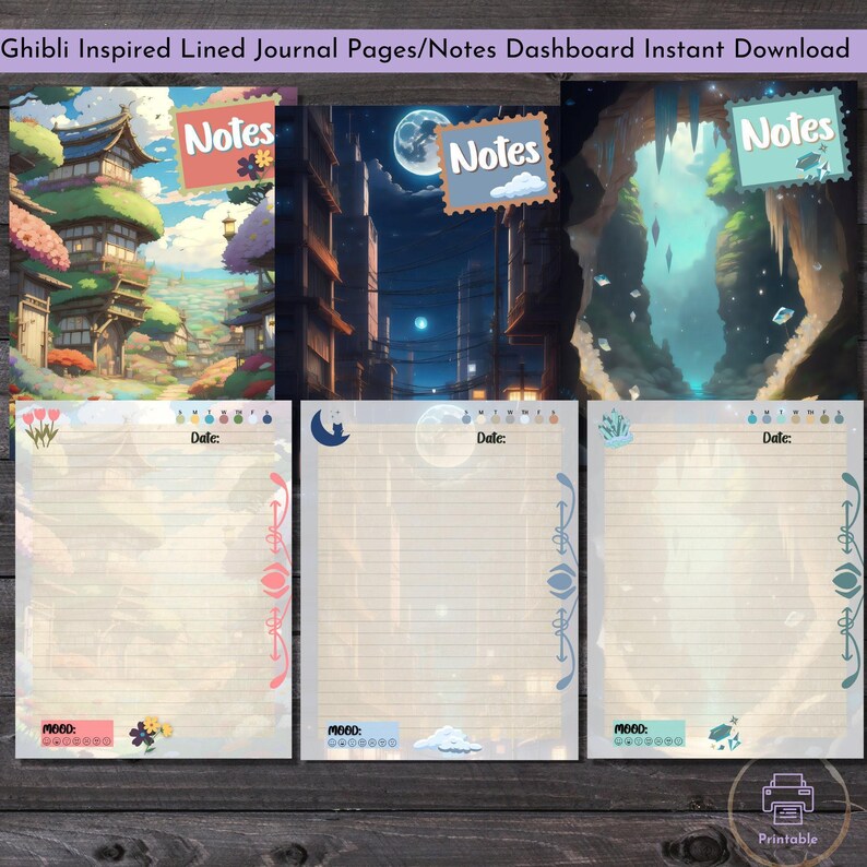 Ghibli Inspired Journal Pages | Lofi Anime Stationery | Forest Cozy Printable | Kawaii Planner Insert | Anime Diary | Instant Download image 8