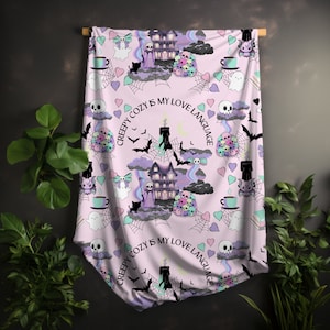 Pastel Goth Home Decor Throw Blanket Pink Bedding Minky Velveteen Halloween Blanket Cozy Kawaii Goth Gift Spooky Baby Blanket Pet Blanket