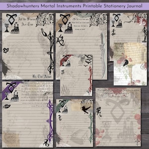Shadowhunters Printable Journal Pages | Mortal Instruments Lined Stationery | Angelic Rune Writing Paper | City of Bones Fan Gift