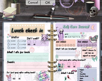 Goth Planner Daily Self Care Tracker | Creepy Cute Pastel Planner | Printable Mood Food Tracker | Digital Kawaii Journal | Planner ADHD