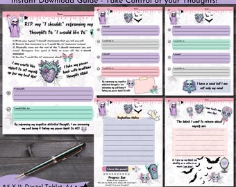Goth Mental Health Stress Guide | Alt Mindful Tool | Printable Stress Relief Anxiety Management  | Adhd Therapy Printable Creepy Cute