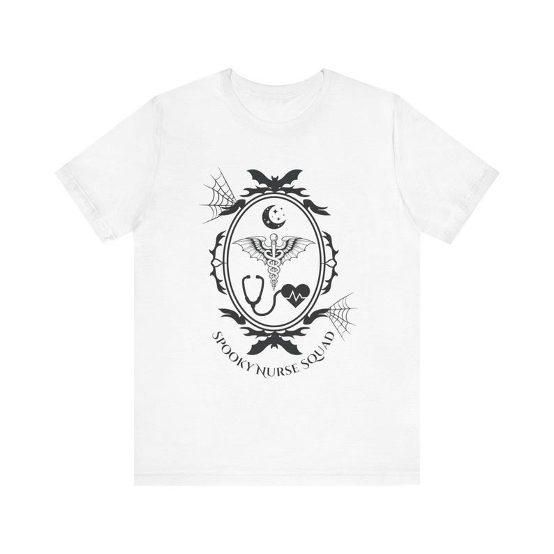 Spooky Nurse Shirt | Goth Nurse Tee | Night Shift RN Shirt | Alt Medical Staff Apparel | Spooky Healthcare Shirt | Creepy Nurse Gift image 8