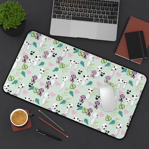 Kodama Desk Mat | Japanese Anime Desk Pad | Anime Gamer PC Setup | Kawaii Office Decor | Otaku Playmat | Cozy Gamer Anime Desk Setup