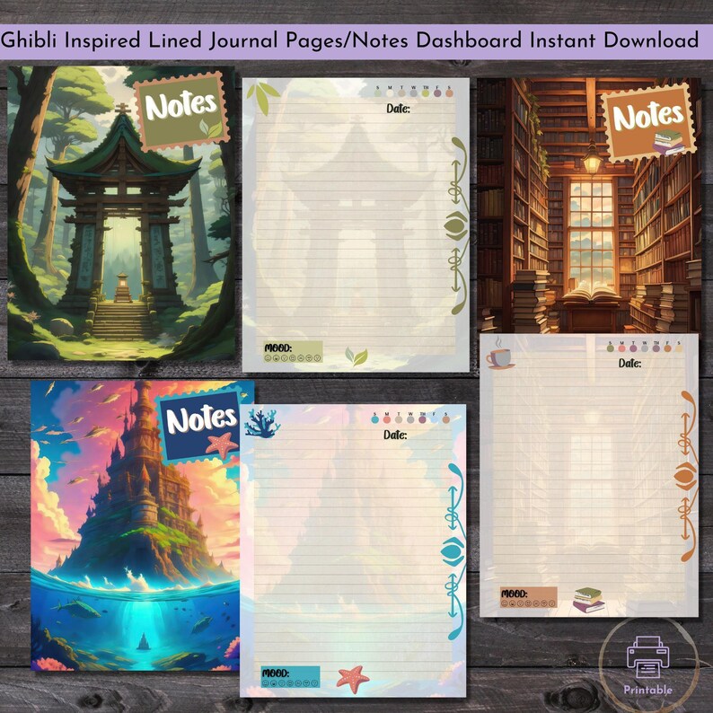 Ghibli Inspired Journal Pages | Lofi Anime Stationery | Forest Cozy Printable | Kawaii Planner Insert | Anime Diary | Instant Download image 7