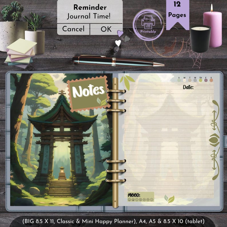 Ghibli Journal Printable Pages Totoro Design Planner Daily Template Kawaii Stationery Digital Download Anime Dashboard Studio Inspired Diary Pages Bullet Journal Template Cute Character Artwork Planner Organization System Journal Lovers Cozy Planner