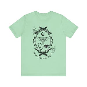 Spooky Nurse Shirt | Goth Nurse Tee | Night Shift RN Shirt | Alt Medical Staff Apparel | Spooky Healthcare Shirt | Creepy Nurse Gift image 14