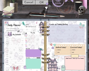 Goth Daily Planner | Creepy Cute Pastel Printable Stationery | Instant Download Spooky Pages | Horror Wellbeing Worksheet | Alt Self Care