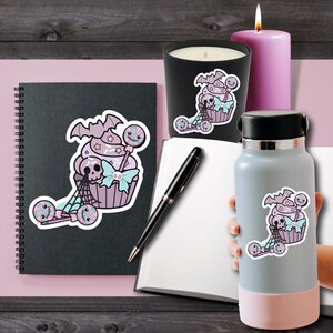Pastel Goth Cupcake Sticker, Skull Halloween Sticker, Creepy Cute Sticker, Gothic Laptop Sticker, Creepy Cute Kawaii Sweet Sticker