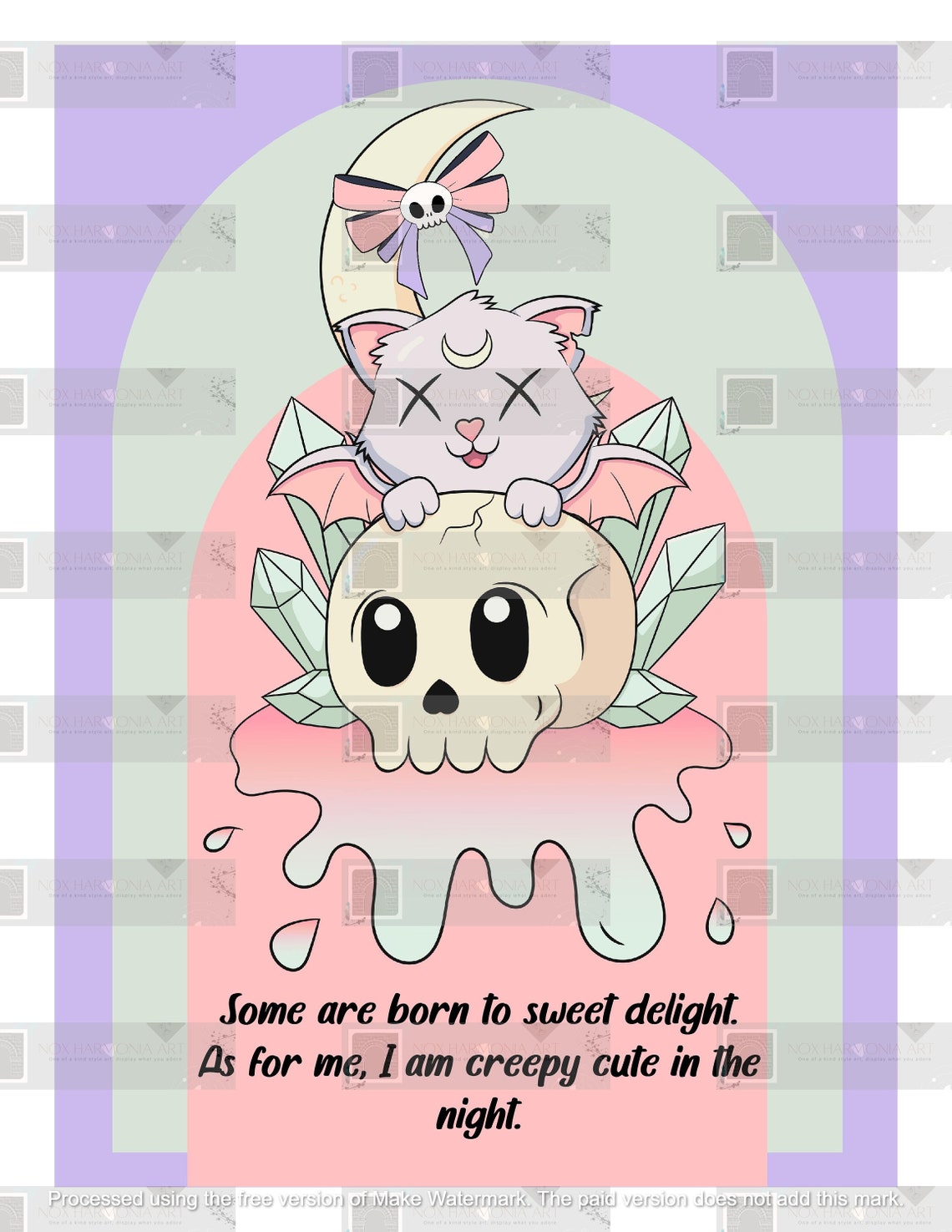 Pastel Goth Wall Art Creepy Cute Spooky Kawaii Cat Poster Horror Gift ...