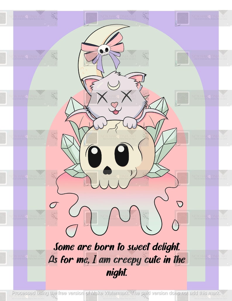 Pastel Goth Wall Art Creepy Cute Spooky Kawaii Cat Poster - Etsy
