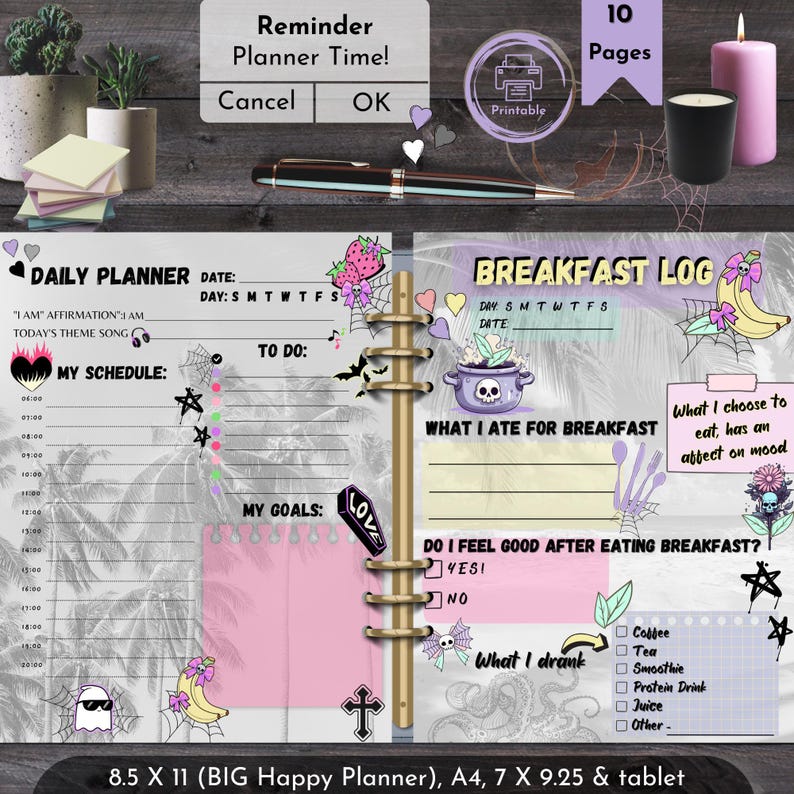 Pastel Goth Planner | Soft Goth Self-care Tracker | Creepy Cute ADHD ...