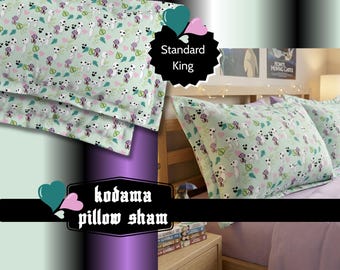 Kodama Pillow Sham | Anime Bedding | Japanese Forest Spirit | Anime Bedroom Decor | Kawaii Dorm Decor | Otaku Gift | Cozy Gamer Setup