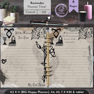 Shadowhunters Printable Journal Pages | Mortal Instruments Lined Stationery | Angelic Rune Writing Paper | City of Bones Fan Gift