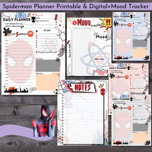 Spider-Man Daily Planner Stationery | Spiderman Mood Tracker | Superhero Printable Journal | Comic Nerd Gift | Comic Fan Art Download