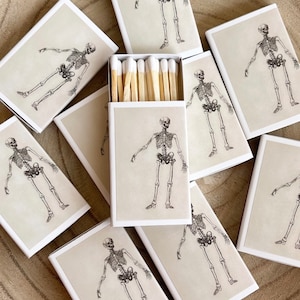 Skeleton Match Set | Vintage Art | Fall | Halloween | Candle Match Box