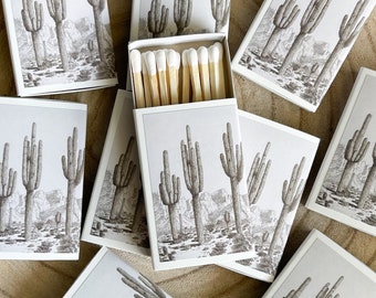 Desert Cactus Match Set | Western Art | Vintage Art Landscape | Candle Match Box