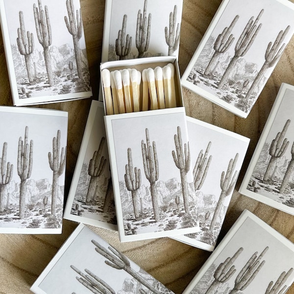 Desert Cactus Match Set | Western Art | Vintage Art Landscape | Candle Match Box