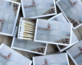 Nautical Landscape Match Set | Vintage Art Landscape | Ocean | Lighthouse | Candle Match Box