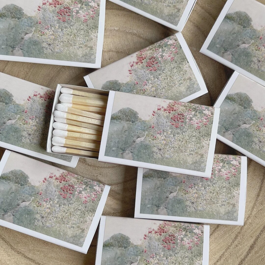 Spring Field Match Set | Floral Art | Vintage Art Landscape | Candle ...