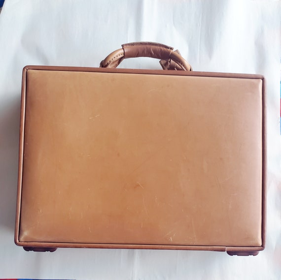 Vintage Hartmann Belting Tan Leather Retractable Handle Portfolio Briefcase