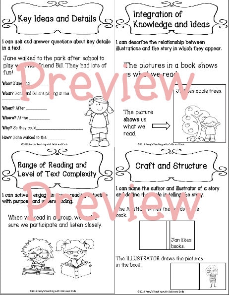 Kindergarten CCSS Reading Literature Interactive Notebook & Anchor ...
