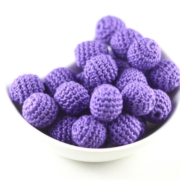 Perles au crochet 20 mm « violette » (Catania schachenmayr 113) Perles au crochet pour chaîne de poussette, chaîne de sucette ou pendentif Maxi Cosi
