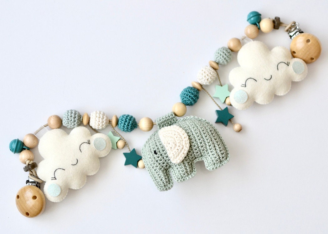 Pram Chain Elephant With Clouds Etsy UK