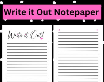 Write it Down Notepaper Handwriting Write it Out Printable Cute Stationery Template Letter Writing Paper Planner Lined Paper Log Printable