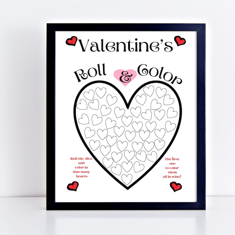 Game Fun Valentines Roll and Color Roll the Dice Group Game Printable