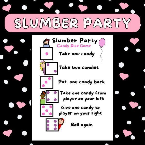 Kids Game Fun Candy Roll the Dice Valentine or Birthday Candy Dice Game Party Game Slumber Party Games Kids Candy Dice Game Games for kids