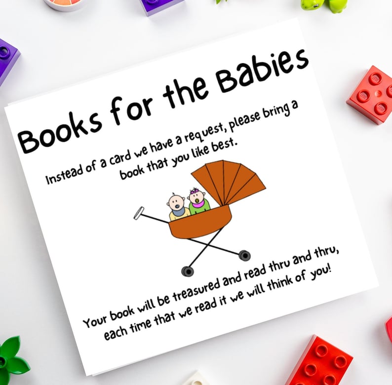 Cute Doodle Babies Twins Books for Baby Template Baby Shower Carriage Stroller Buggy Sprinkle